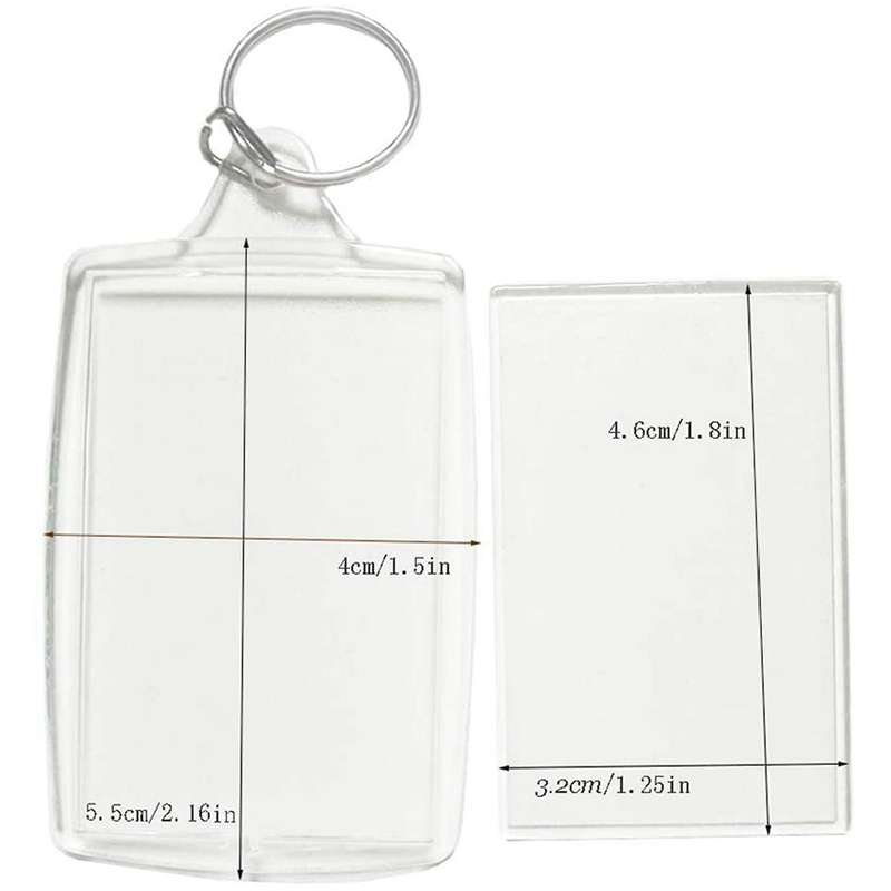 100pcs Photo Keychain Rectangle Insert Picture Frame Diy Split Ring