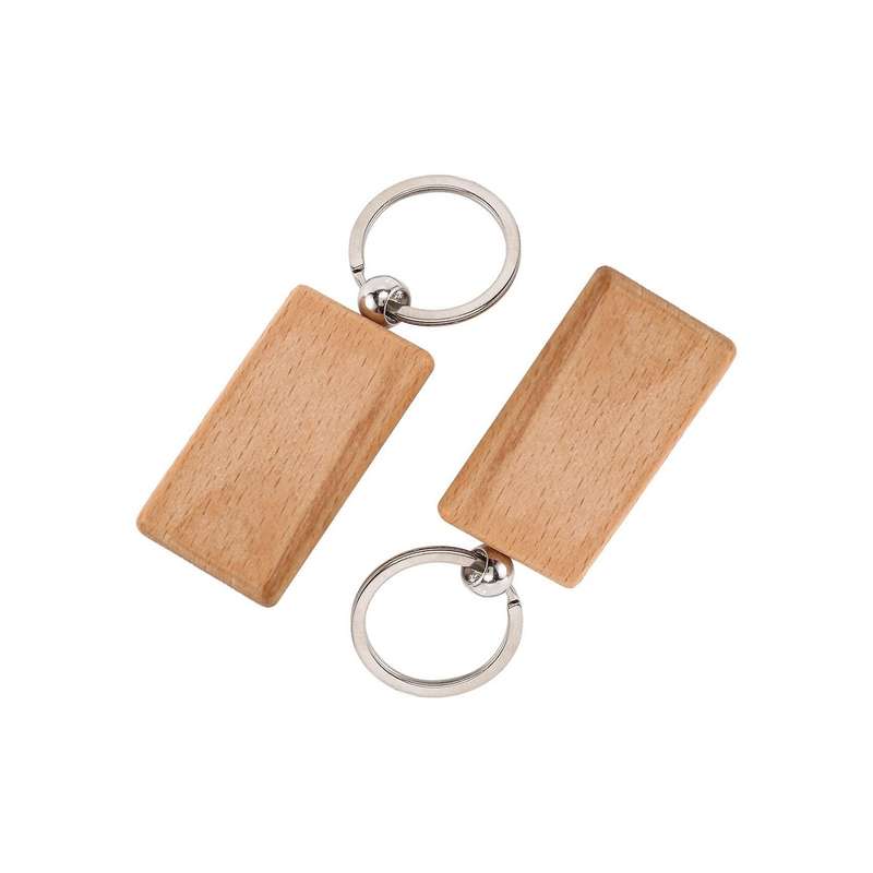 50 Blank Wooden Keychain Rectangular Engraving Key Id Can Be Engraved