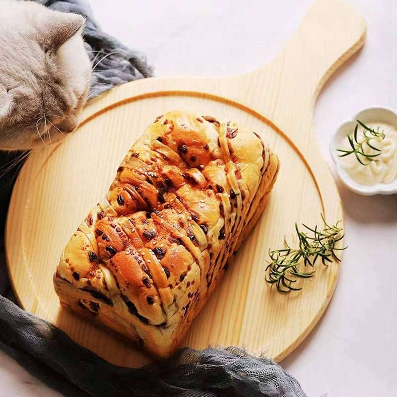 1pc 14 Inch Bamboo Pizza Serving Tray with Handle Kitchen Baking Tool