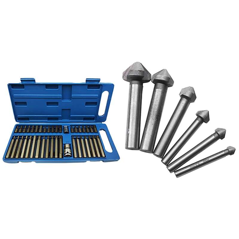 Round Shank 6pcs/set 3 Flute Chamfering End Mill Cutter Countersink