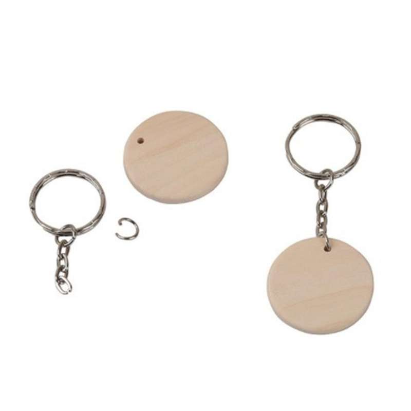 100 Pcs Round Wooden Discs with Keychain Tags with Hole Diy Crafts