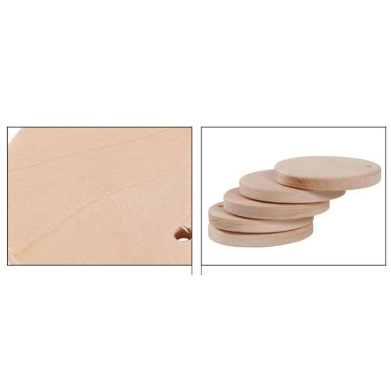 100 Pcs Round Wooden Discs with Keychain Tags with Hole Diy Crafts
