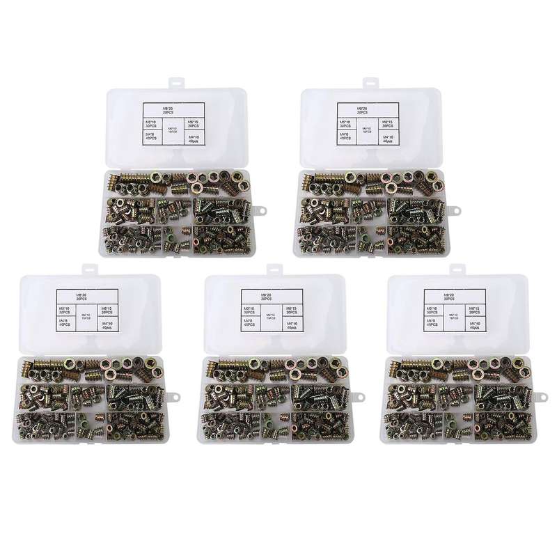 Threaded Inserts Nuts, Wood Insert Assortment Tool Kit, (165 Pcs)