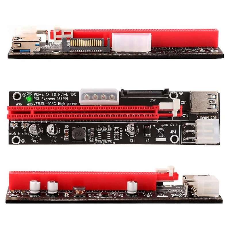 8pcs Pcie Riser,3 In 1 1x to 16x Pcie Riser Board with Led Light