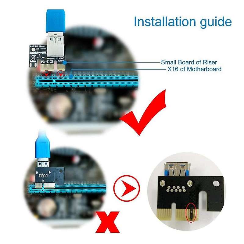 8pcs Pcie Riser,3 In 1 1x to 16x Pcie Riser Board with Led Light