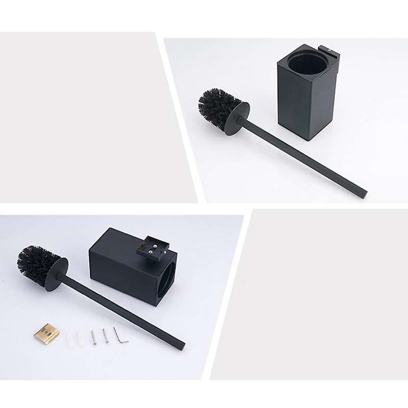 Stainless Steel Toilet Brush Black Bathroom Cleaning Brush Holder
