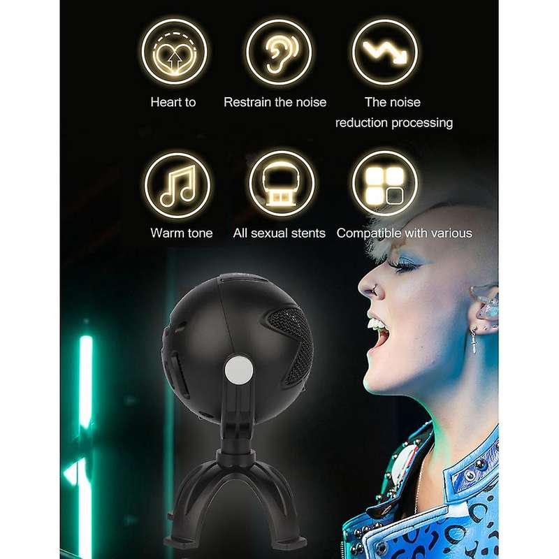 Snowball Usb Mic for Recording and Streaming On Pc & Mac Adjustable
