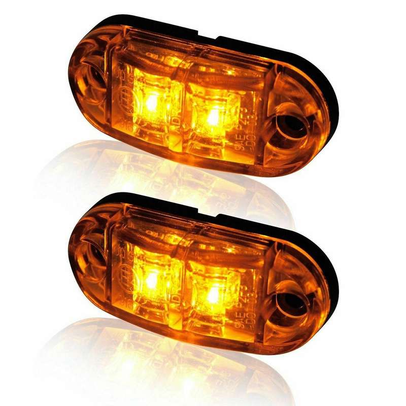 20x Amber+20x Red Led Car Truck Trailer Rv Oval 2.5 Inch Marker Light
