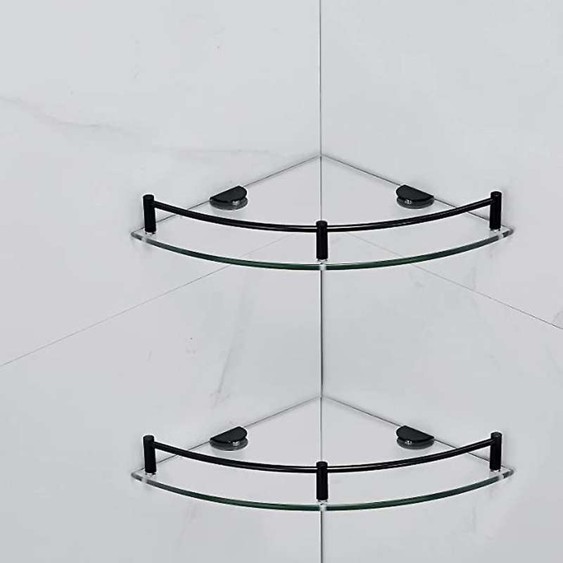 Bathroom Shelves, 2-tier Bathroom Glass Corner Shelf Wall Mounted-a