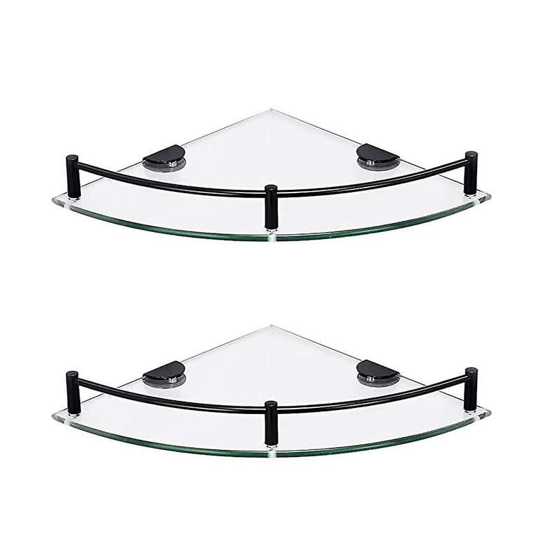 Bathroom Shelves, 2-tier Bathroom Glass Corner Shelf Wall Mounted-a