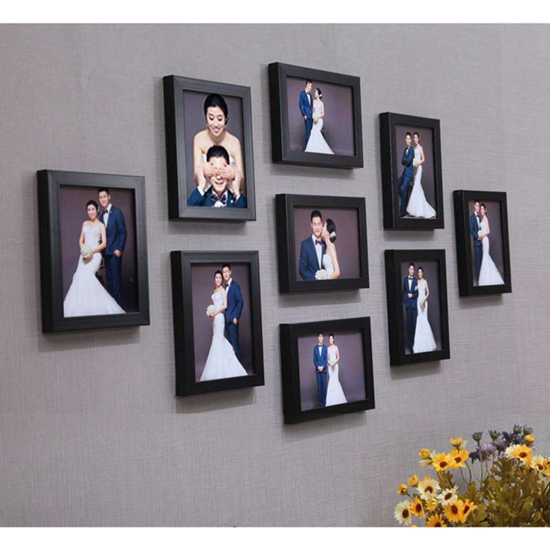 9pcs/set Black Picture Photo Frame Set Living Room Home Decor