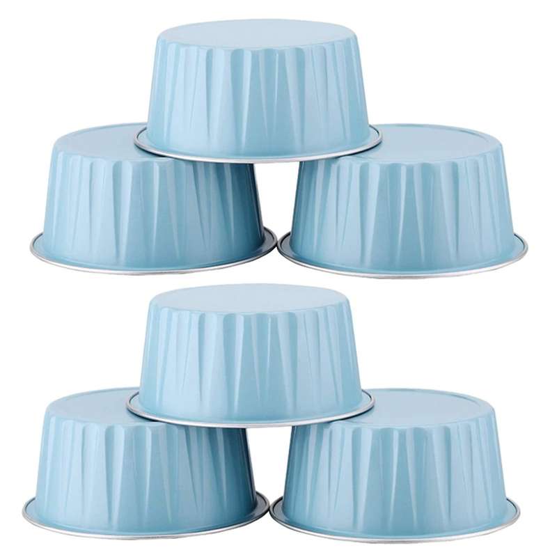 200pcs 125ml Disposable Cake Baking Cups with Lids Aluminum Foil-blue