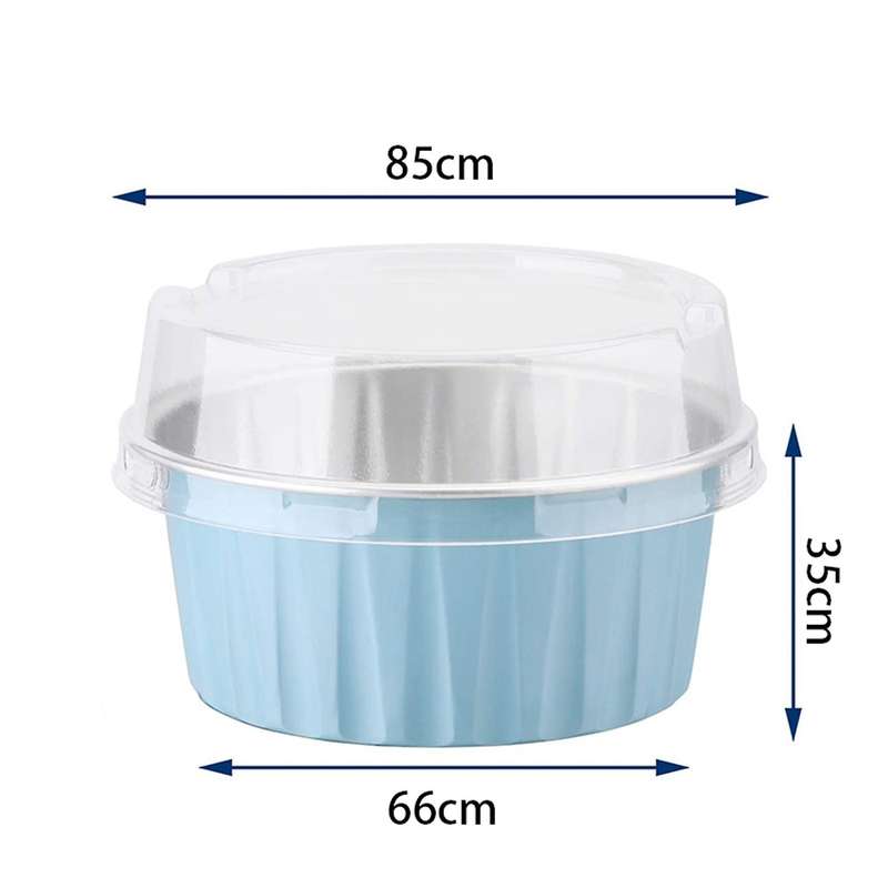 200pcs 125ml Disposable Cake Baking Cups with Lids Aluminum Foil-blue