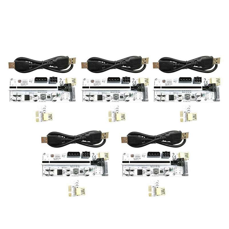 5pcs Ver010-x Pcie Riser Three-interface 1x to 16x Adapter Card,black