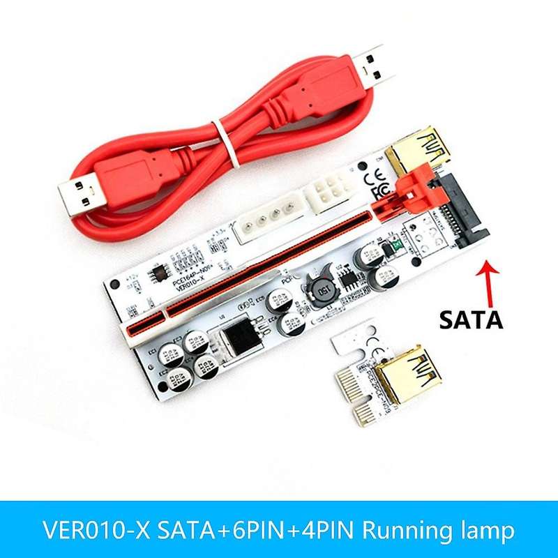 5pcs Ver010-x Pcie Riser Three-interface 1x to 16x Adapter Card,black