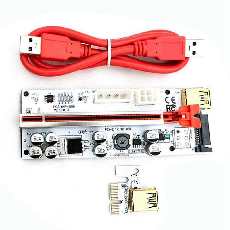 5pcs Ver010-x Pcie Riser Three-interface 1x to 16x Adapter Card,black