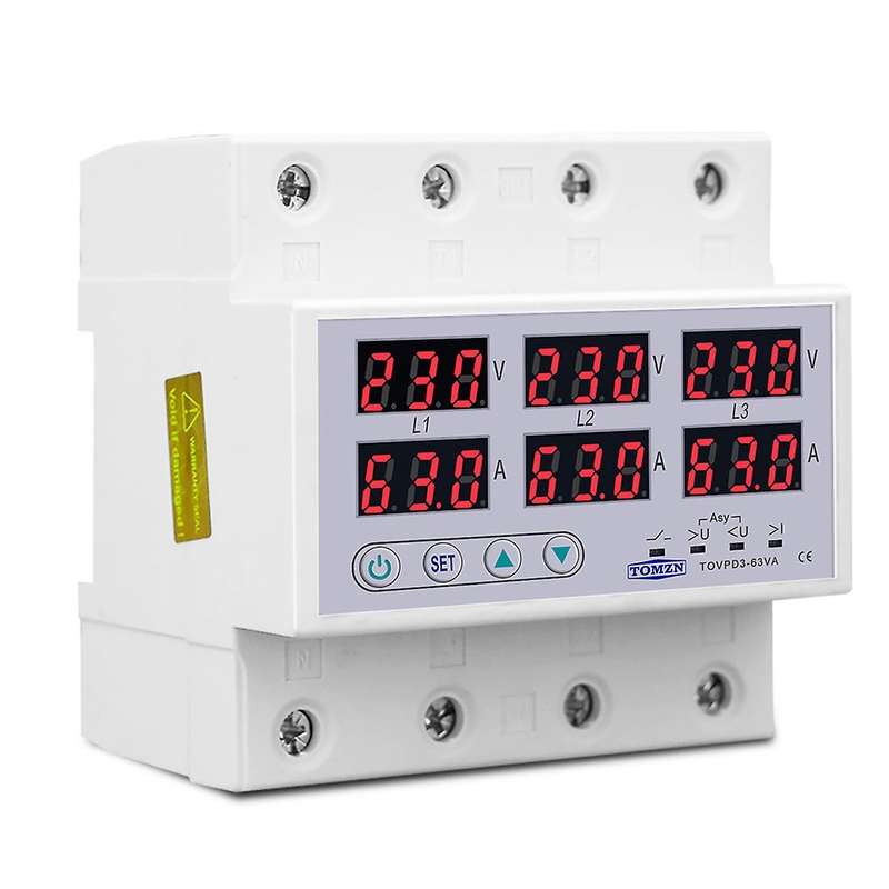 Tomzn Din Rail 3 Phase Voltage Relay 3p+n Voltmeter Over Protector