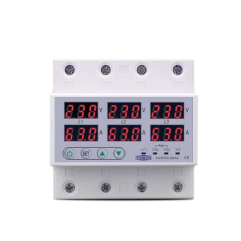 Tomzn Din Rail 3 Phase Voltage Relay 3p+n Voltmeter Over Protector