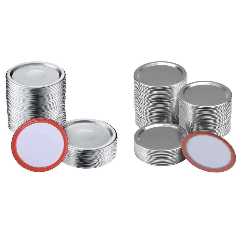100 Pcs 70mm Mason Jar Split-type Lids with Silicone Seals Rings