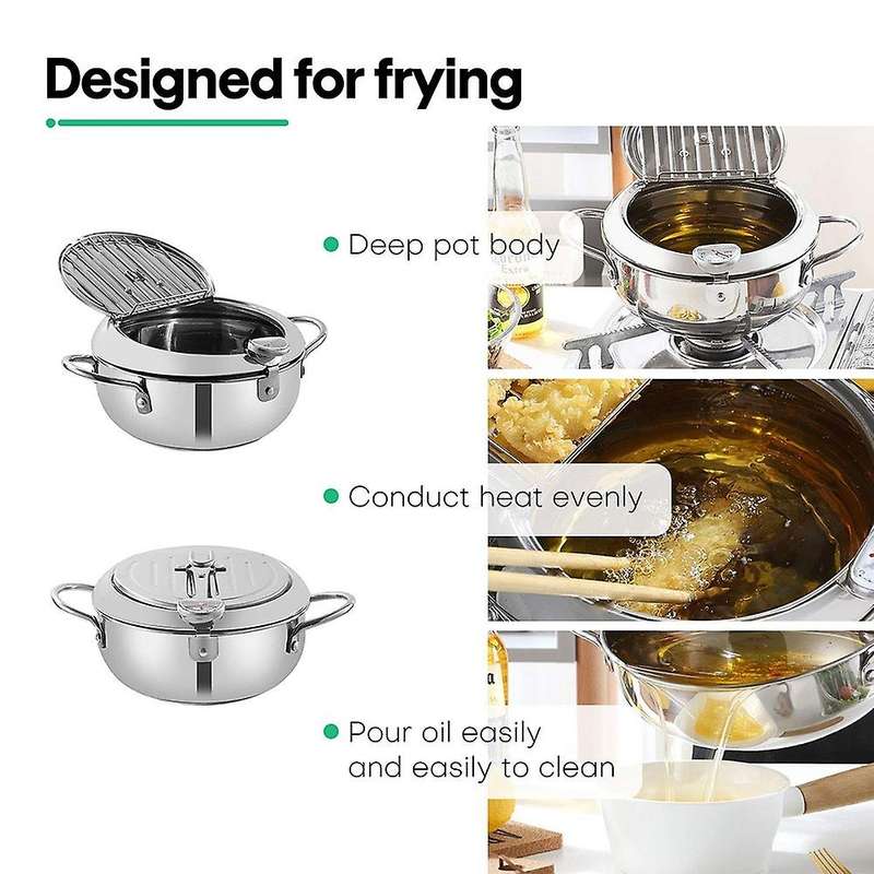 Tempura Deep Fryer, Stainless Steel Deep Frying Pan, Kitchen Tool
