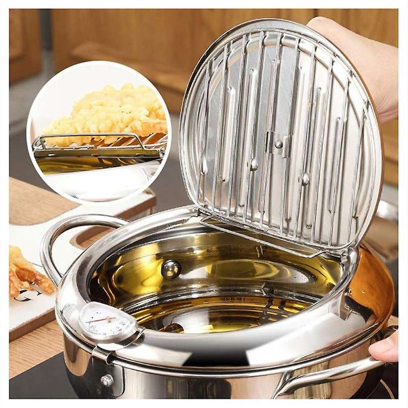 Tempura Deep Fryer, Stainless Steel Deep Frying Pan, Kitchen Tool