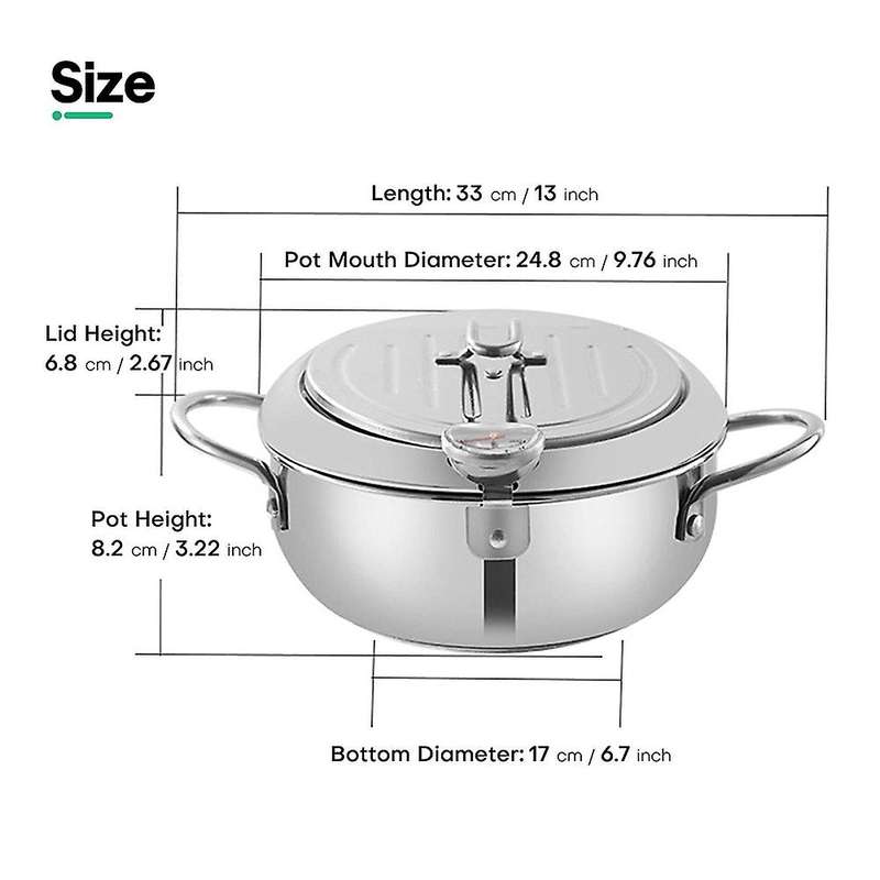 Tempura Deep Fryer, Stainless Steel Deep Frying Pan, Kitchen Tool