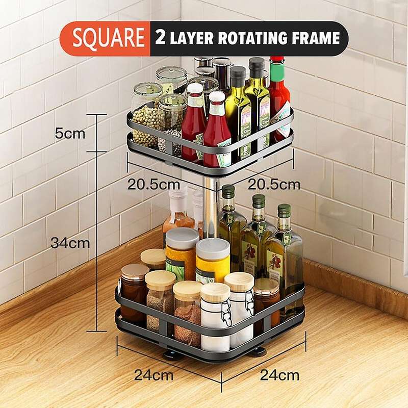 Rotatable Kitchen Spice Container Rack Countertop Corner Spice Rack M