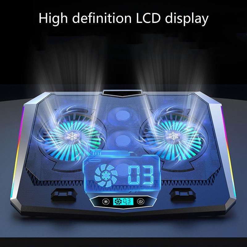 Notebook Cooler 5 Fans Led Screen Rgb Lighting Effect for Notebook