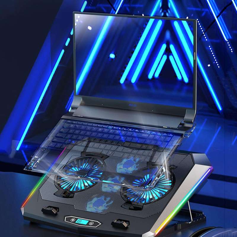 Notebook Cooler 5 Fans Led Screen Rgb Lighting Effect for Notebook