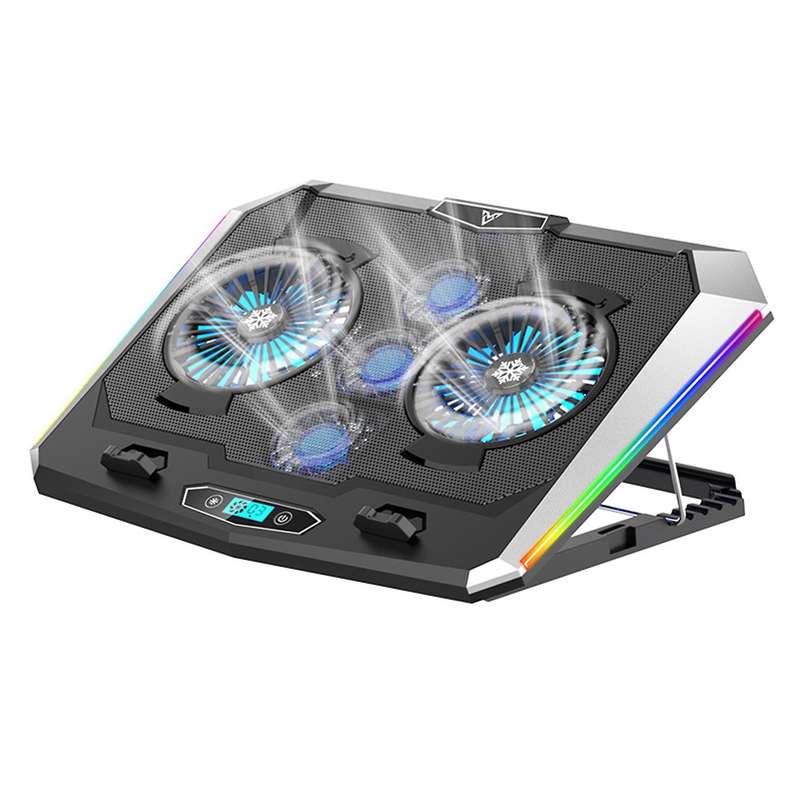 Notebook Cooler 5 Fans Led Screen Rgb Lighting Effect for Notebook
