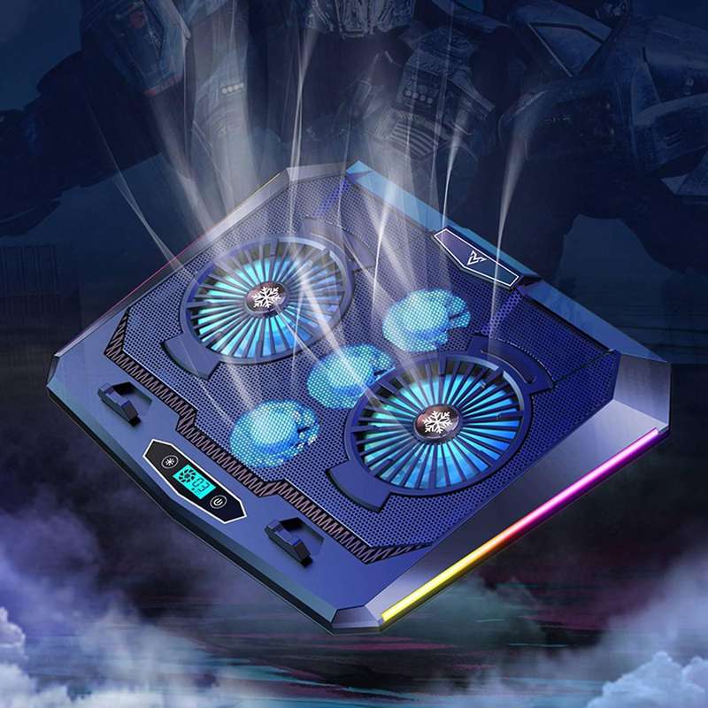 Notebook Cooler 5 Fans Led Screen Rgb Lighting Effect for Notebook
