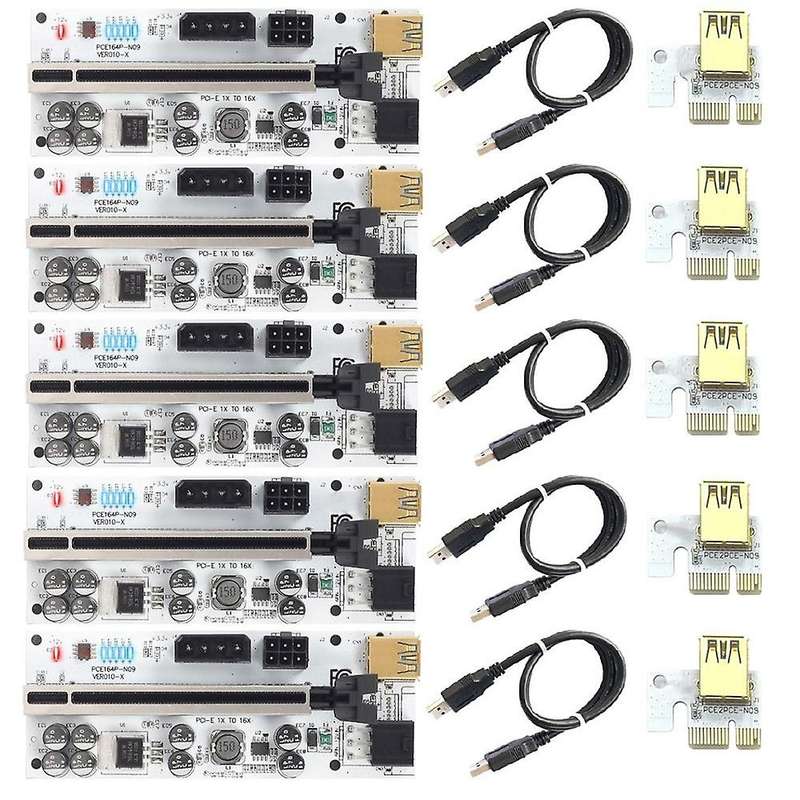 5 Set Usb 3.0 Pci-e Riser Card Ver010-x for Video Card X16 Mining, B