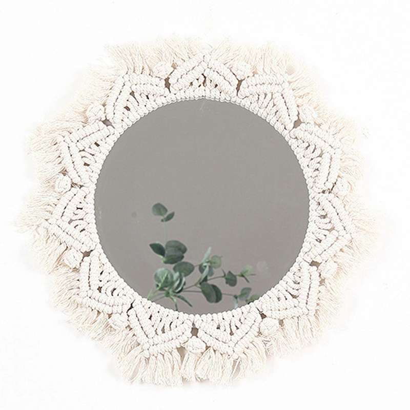 Macrame Mirror Handmade Tapestry Makeup Compact Bohemia Wall Mirrors