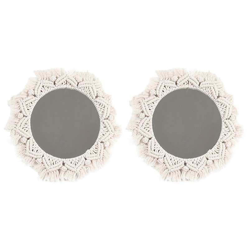Macrame Mirror Handmade Tapestry Makeup Compact Bohemia Wall Mirrors
