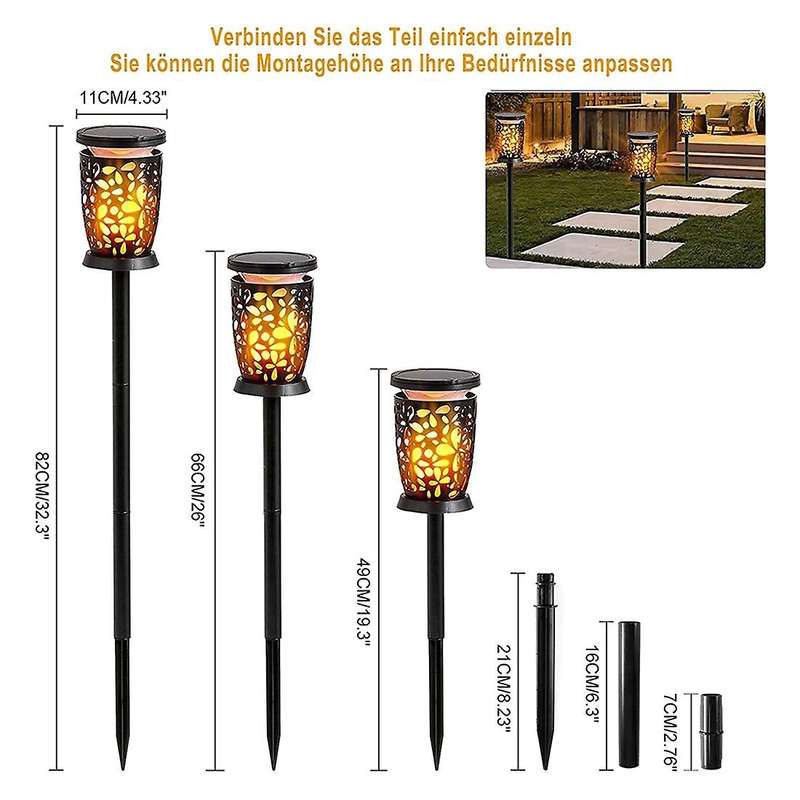 Outdoor Solar Flame Light 96 Led Lantern 3 In 1 for Garden Yard,et