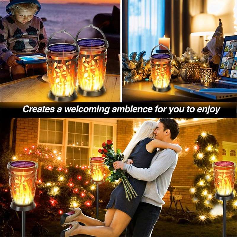Outdoor Solar Flame Light 96 Led Lantern 3 In 1 for Garden Yard,et