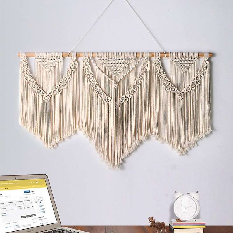 Macrame Wall Hanging Handwoven Tassel Tapestry Background Decor-b
