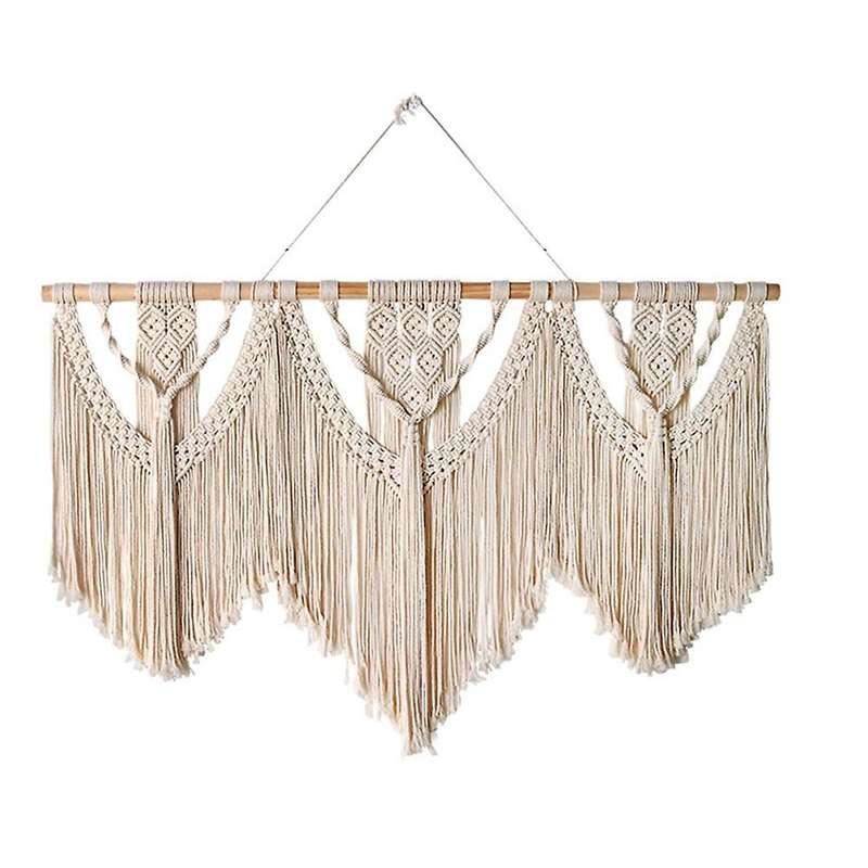 Macrame Wall Hanging Handwoven Tassel Tapestry Background Decor-b