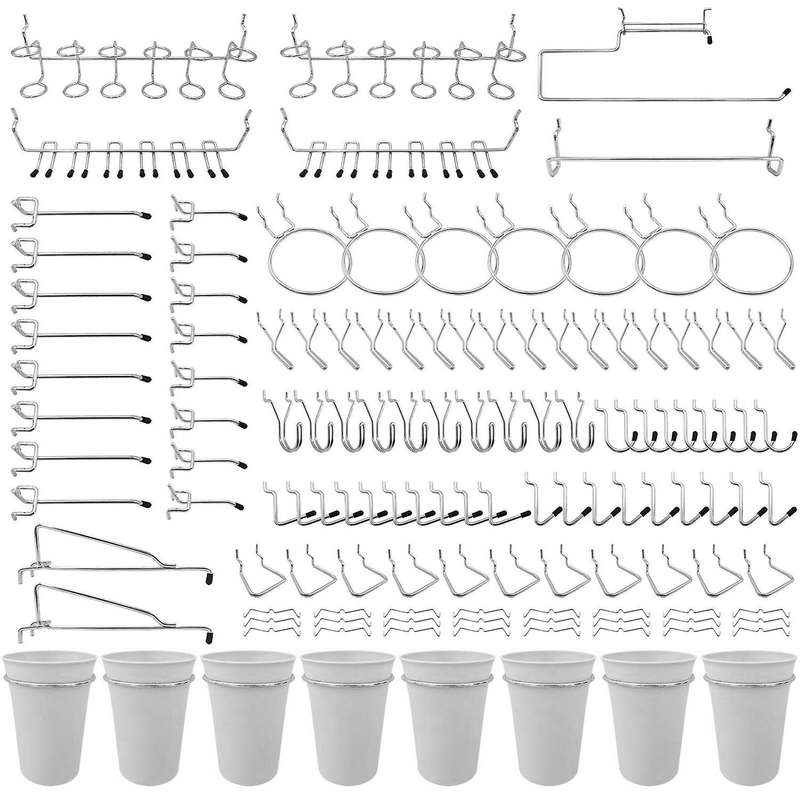 170 Piece 16 Different Types Of Pegboard Hooks, for Garage, Workbench