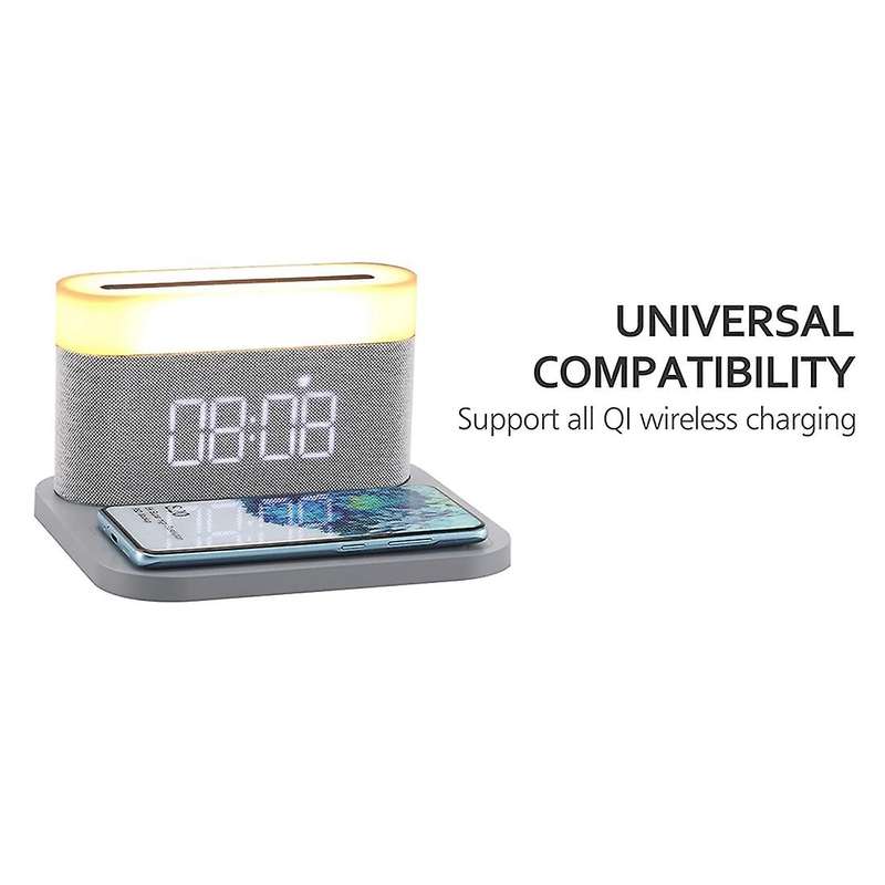 Digital Alarm Clock with Night Light Wireless Charging Reading Light