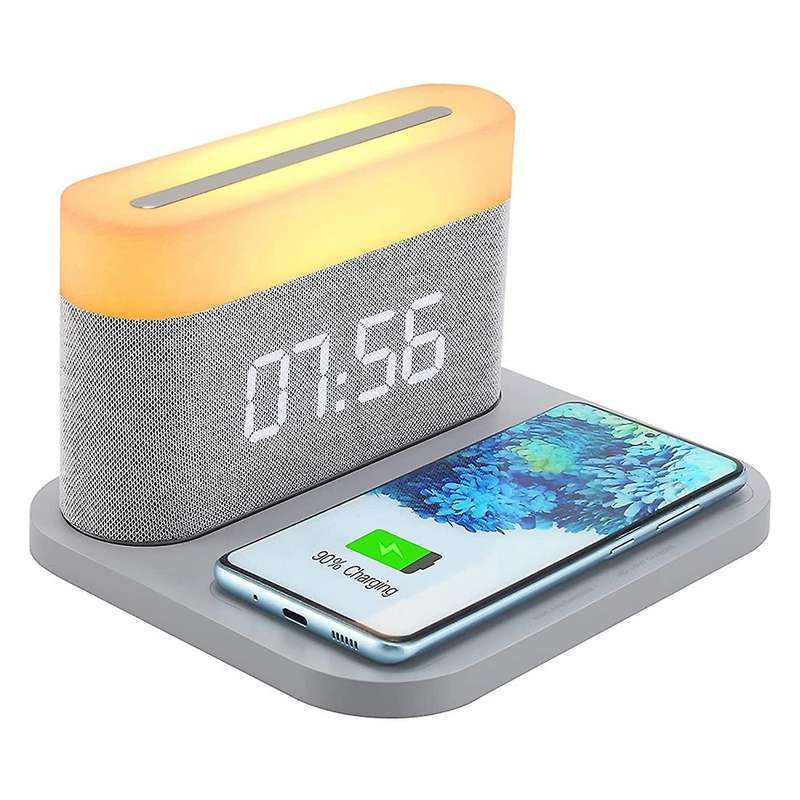 Digital Alarm Clock with Night Light Wireless Charging Reading Light
