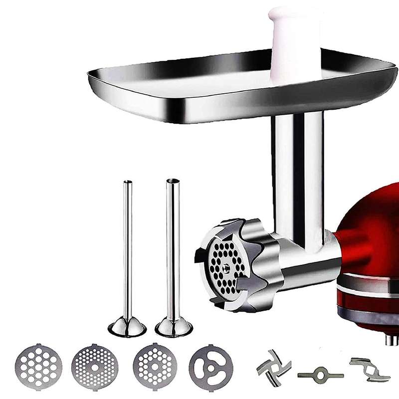Meat Grinder Attachment, Including 2 Filling Tubes, 4 Grinding Discs