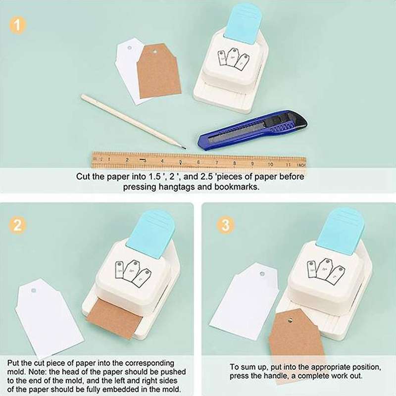 3 Pack 3 In 1 Bookmark Punch 1.5,2 Or 2.5 Inch for Diy Bookmarks,tags