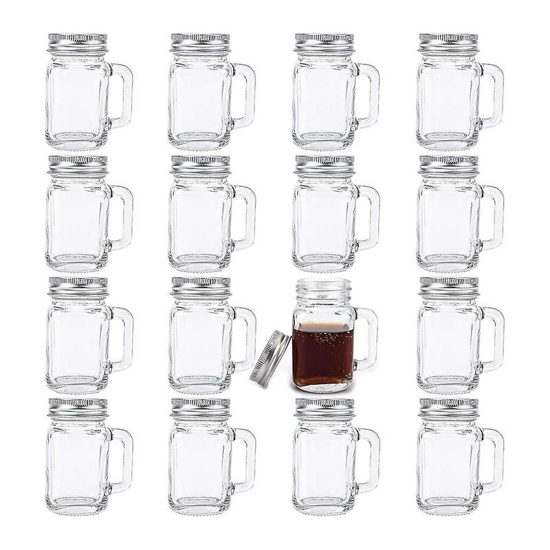 16 Pack 2 Oz Mini Mason Jar Shot Glasses with Lids, Glass Favor Jars