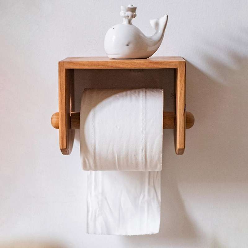 Solid Wood Tissue Holder Paper Roll Holder Wall-mounted Red Cherry