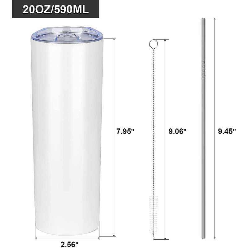 4 Pack Stainless Steel Tumbler 20oz Insulated Tumbler Cups-white