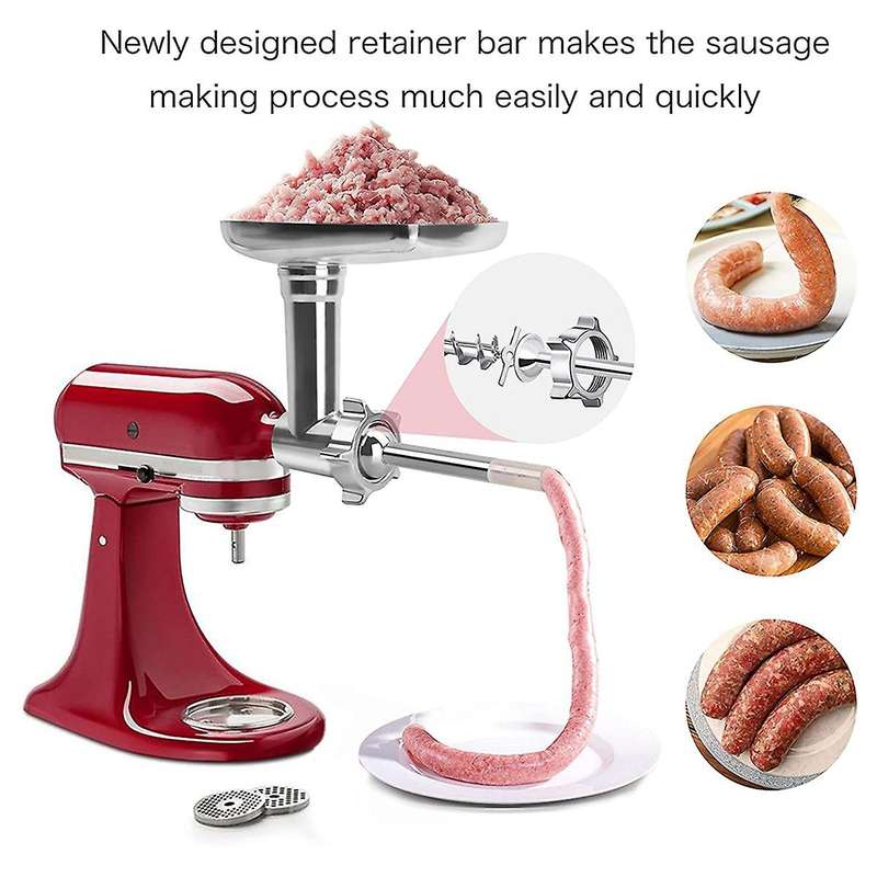 Food Grinder Attachment for Kitchenaid Stand Mixers 2 Stuffer Tubes