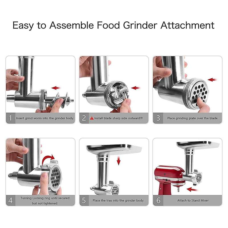 Food Grinder Attachment for Kitchenaid Stand Mixers 2 Stuffer Tubes