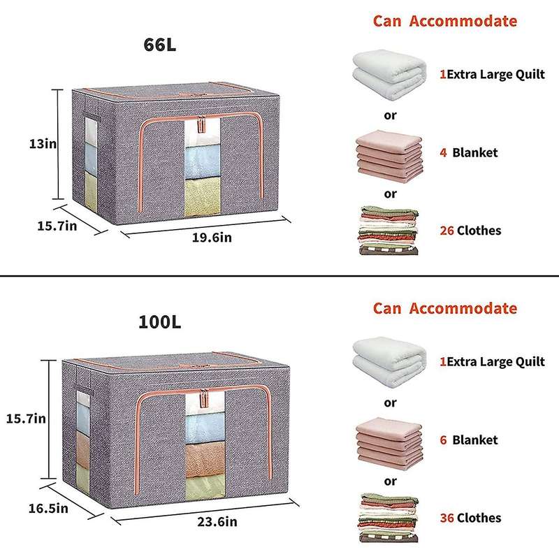 Clothes Storage Bag,2 Pcs Foldable Storage Box,66l