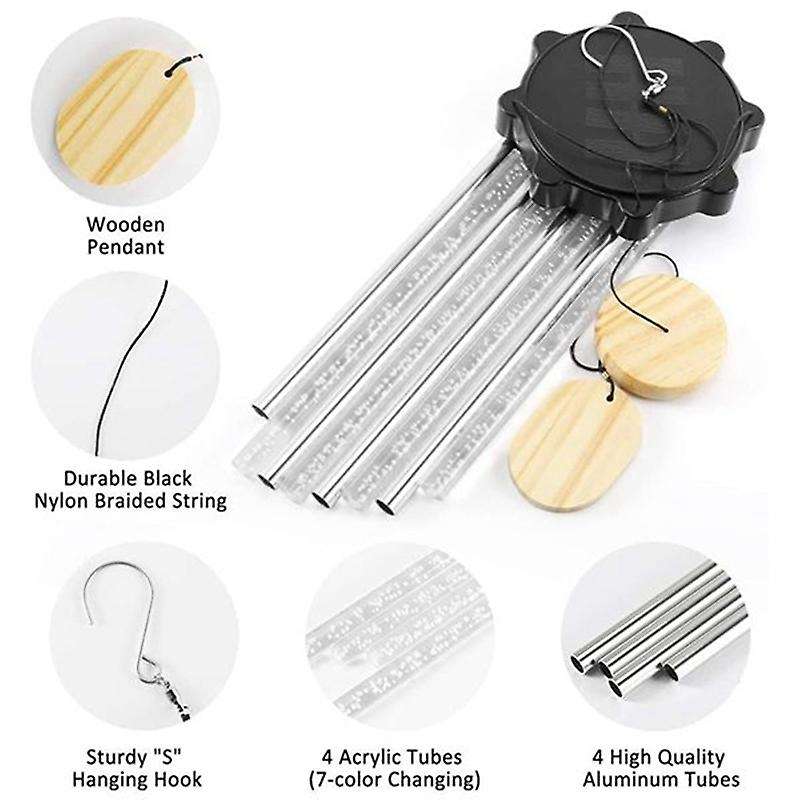 2 Pcs Solar Wind Chimes with Variable Colors, Led Wind Chimes